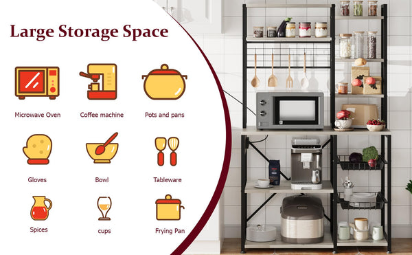 Baker's Rack with Power Outlet & Wire Basket