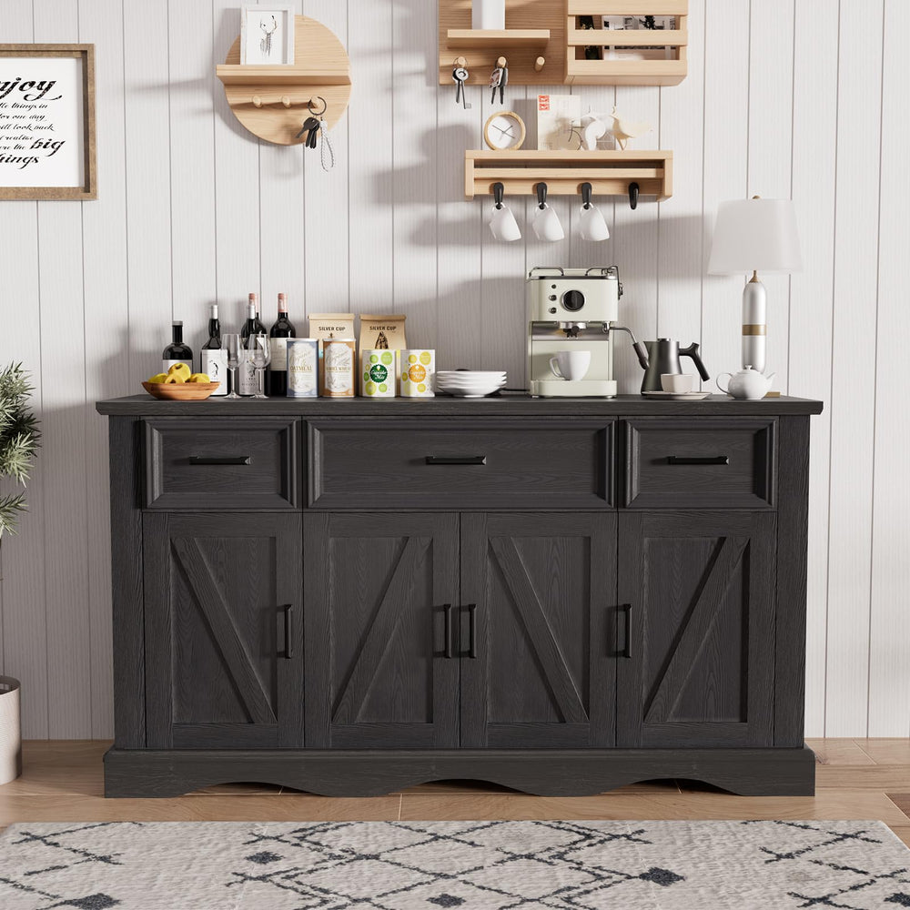 56" Buffet Cabinet with Storage – Farmhouse Sideboard with Drawers, Doors & Adjustable Shelves