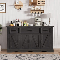 56" Buffet Cabinet with Storage – Farmhouse Sideboard with Drawers, Doors & Adjustable Shelves