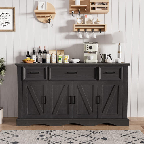 56" Buffet Cabinet with Storage – Farmhouse Sideboard with Drawers, Doors & Adjustable Shelves
