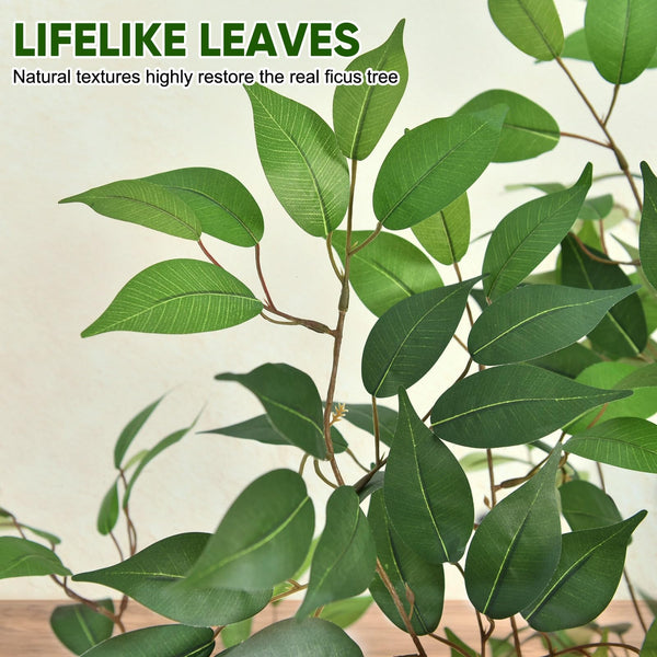 6 ft Artificial Ficus Tree with White Planter