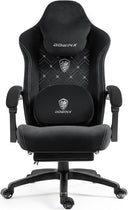 Ergonomic Fabric Gaming Chair with Heated Massage & Footrest
