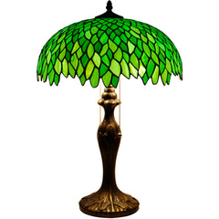 Tiffany Style Stained Glass Table Lamp – Green Wisteria