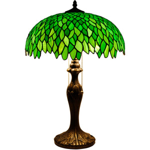 Tiffany Style Stained Glass Table Lamp – Green Wisteria