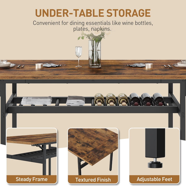 7-Piece Extendable Dining Table Set with 6 Chairs