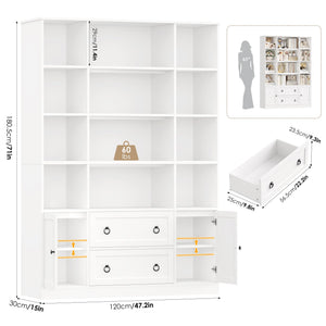 71 Inch Tall Bookcase with Doors and Drawers