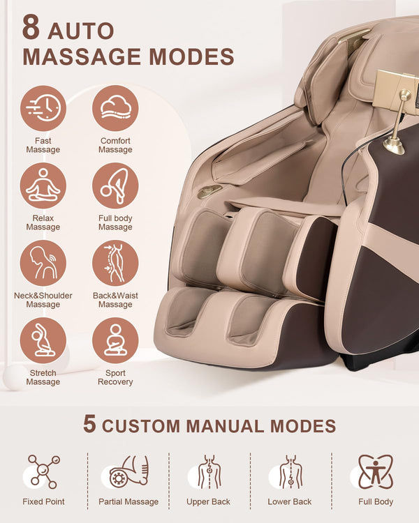Full Body Zero Gravity Massage Chair with SL-Track, AI Control & Foot Rollers