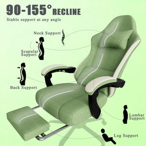High Back Fabric Gaming Chair with Footrest