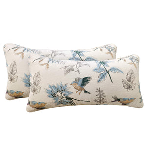 King Size Pillow Shams Set of 2 – Cotton Farmhouse Birds Print