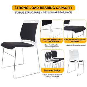 8-Pack Stackable Guest Chairs with Padded Seat & Back – Black