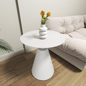 Round Aluminum Outdoor Side Table with Pedestal Base