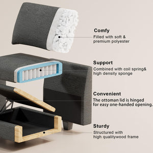 Storage Ottoman Bench with Hidden Storage