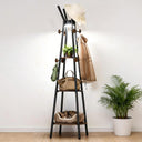 Freestanding Coat Rack with Motion Sensor Light, 3 Shelves & 12 Hooks