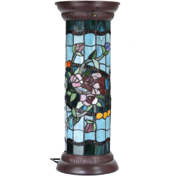 Rose Flower Tiffany Stained Glass Floor Lamp, 26"