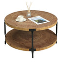 Round 2-Tier Wood Coffee Table | 29.1" Boho Farmhouse