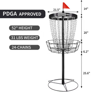 Portable Disc Golf Basket with 24 Heavy-Duty Chains – PDGA Approved