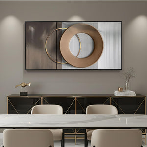 Large Framed Abstract Wall Art – 28x57 Inch Geometric Canvas Print