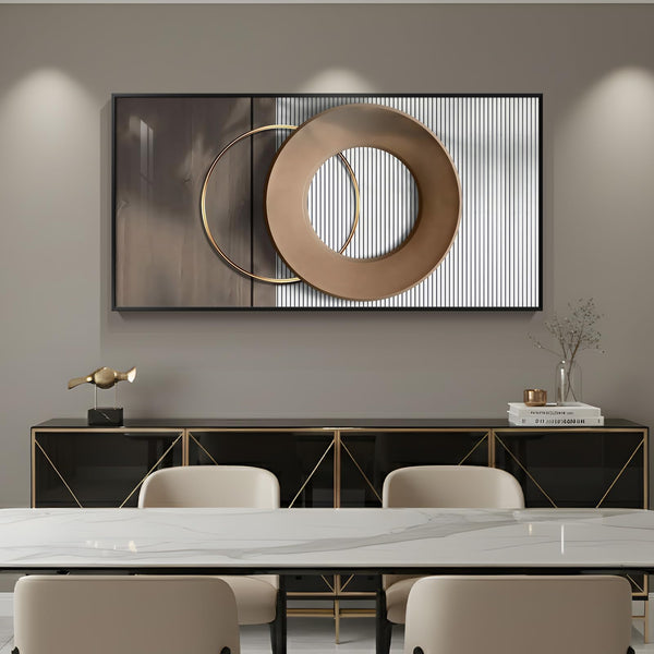 Large Framed Abstract Wall Art – 28x57 Inch Geometric Canvas Print