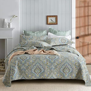 Paisley Cotton Quilt Set – 3-Piece Reversible Bedspread