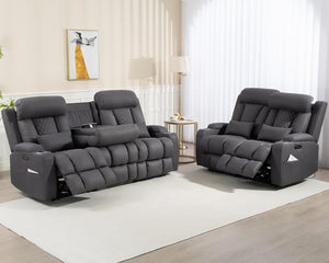 Zero Wall Hugger Power Reclining Sofa Set with Adjustable Headrest