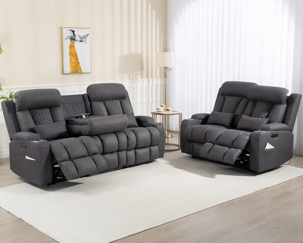 Zero Wall Hugger Power Reclining Sofa Set with Adjustable Headrest