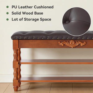Storage Bench with Lift Top & Open Shelves