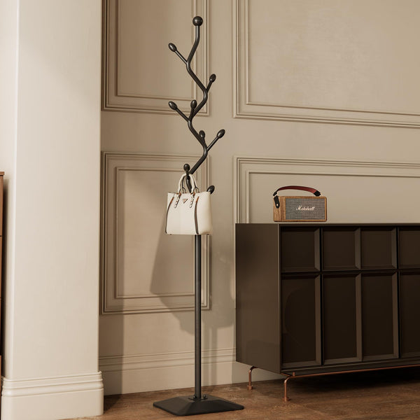 Tree-Shaped Metal Coat Rack Stand with 8 Hooks