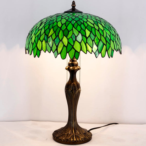 Tiffany Style Stained Glass Table Lamp – Green Wisteria