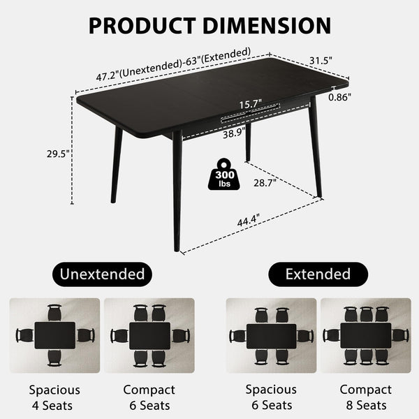 Extendable Solid Wood Dining Table