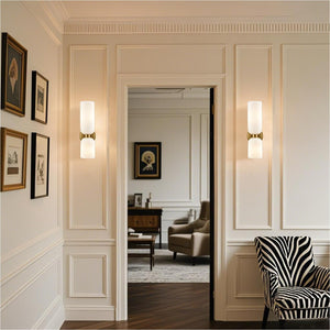 Modern 2-Light Wall Sconce Set of 2 with Milky White Glass Shade