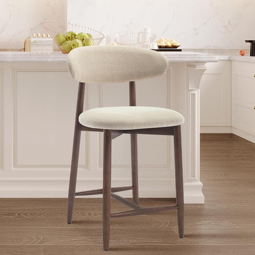 Upholstered Counter Height Bar Stools with Wood Legs