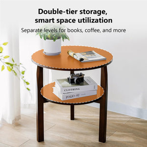 Round Side Table with 2-Tier Shelf