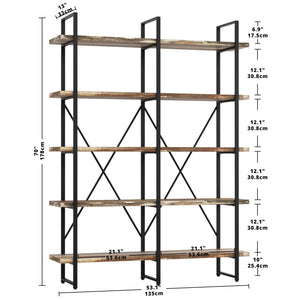 Double Wide 5-Tier Industrial Bookshelf
