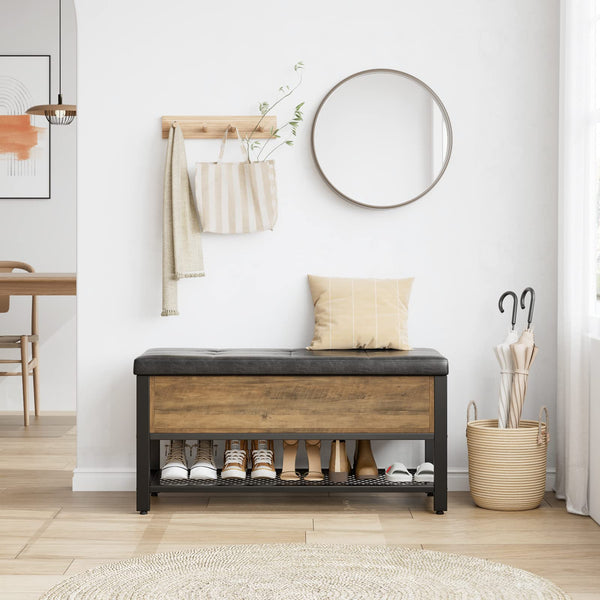 Storage Bench with Flip-Open Lid & Padded Seat