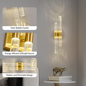 Crystal LED Bathroom Vanity Light Fixtures 2-Pack Gold 21.25in