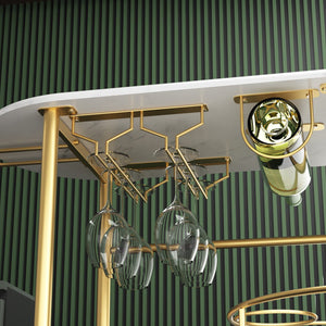 4-Tier Rolling Bar Cart with Wine Rack & Glass Holder