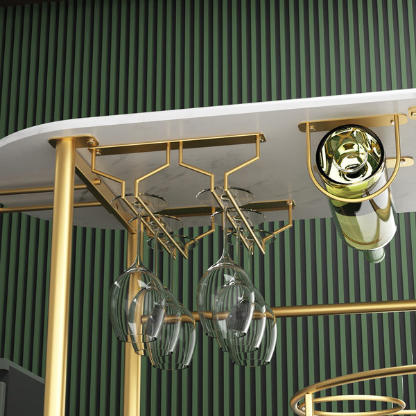4-Tier Rolling Bar Cart with Wine Rack & Glass Holder