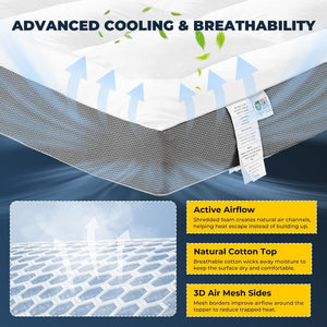 4 Inch Cooling Cotton Mattress Topper with Memory Foam