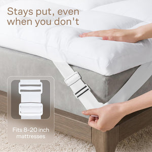 Ultra-Soft Mattress Topper with Cooling Microfiber & Adjustable Straps