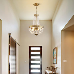 4-Light K9 Crystal Chandelier – Brushed Brass Pendant Light