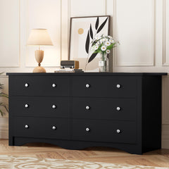6-Drawer Wooden Dresser & TV Stand for Bedroom, Living Room