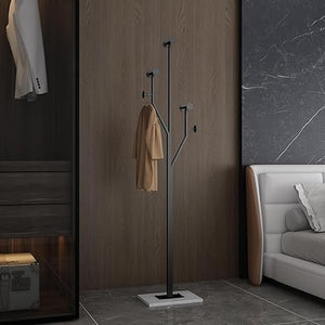 Tree-Shaped Metal Coat Rack with Marble Base – 8 Hooks, 68.9" Tall