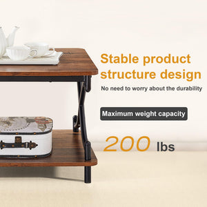 Coffee Table with Storage Shelf, 39" Retro Brown