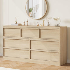 7-Drawer Dresser, 54" Wide, Natural Oak