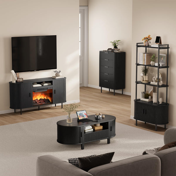 63" Fireplace TV Stand with 23" Electric Fireplace for TVs up to 70"