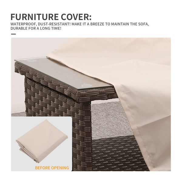 Outdoor Wicker Patio Coffee Table with 2-Layer Storage and Glass Top