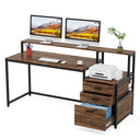 63-Inch Computer Desk with File Cabinet & Monitor Stand