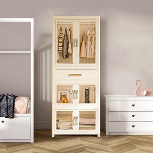 Kids Portable Wardrobe Closet with Drawers & Doors