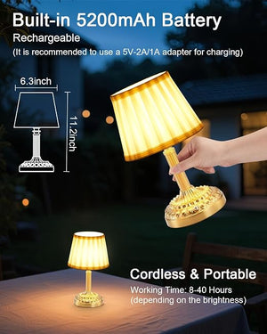 Rechargeable Cordless Table Lamp 2 Pack — Dimmable Touch Night Light