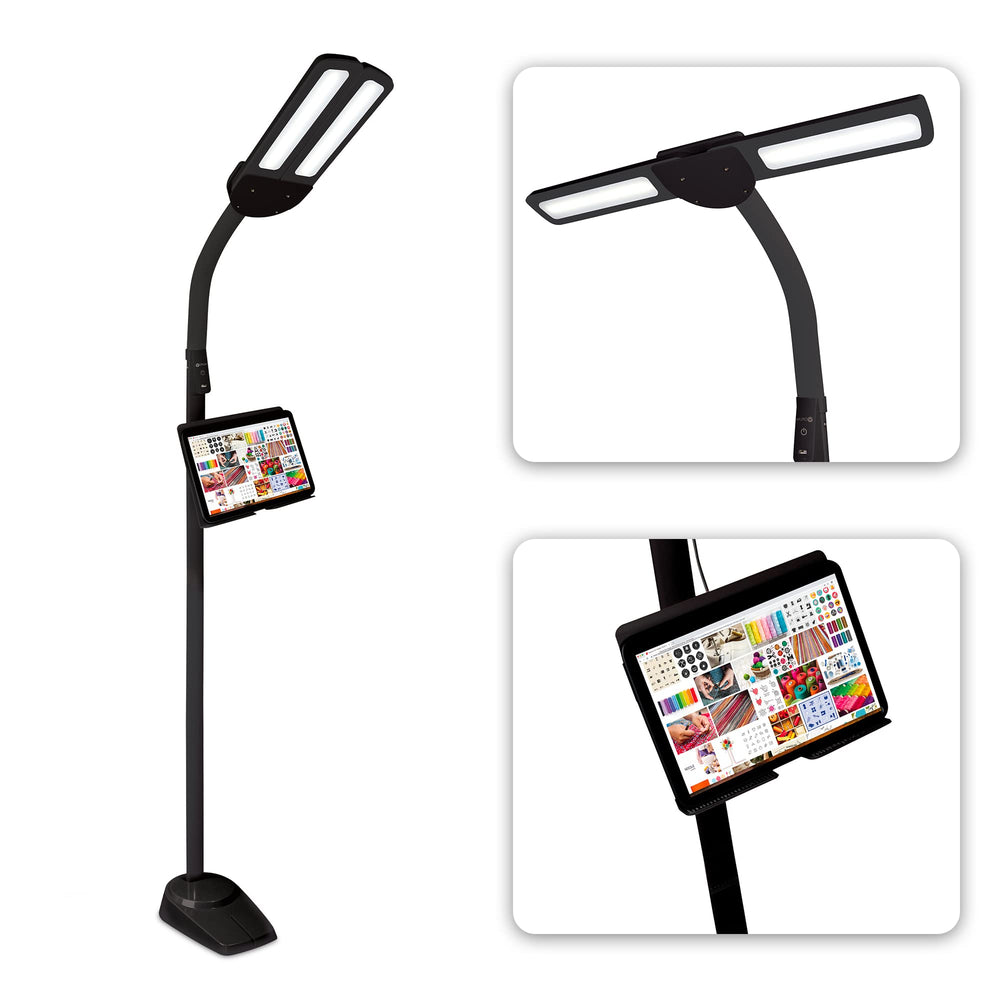 Dual Shade LED Floor Lamp with USB Charging Port